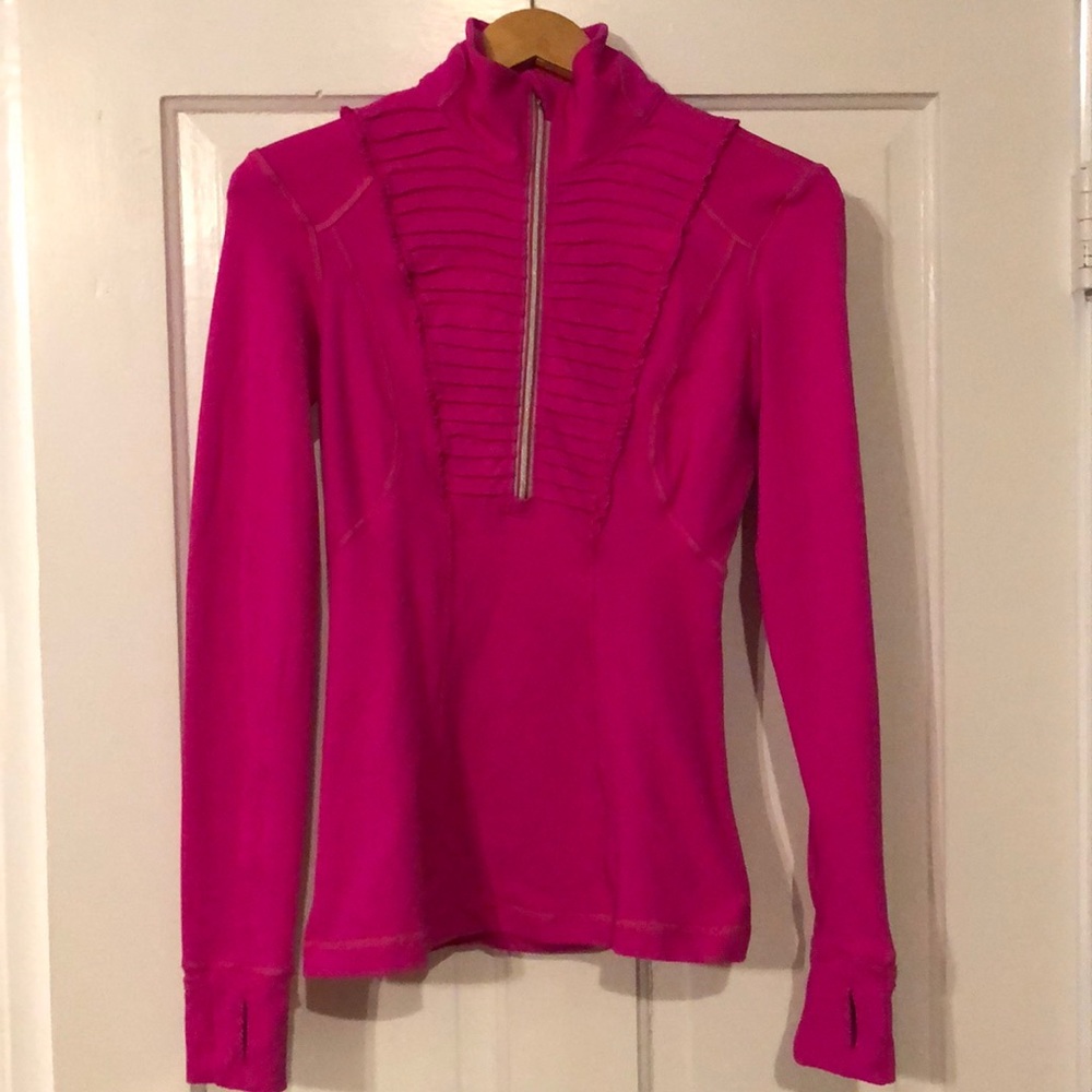 Pink Lululemon zip-up running jacket